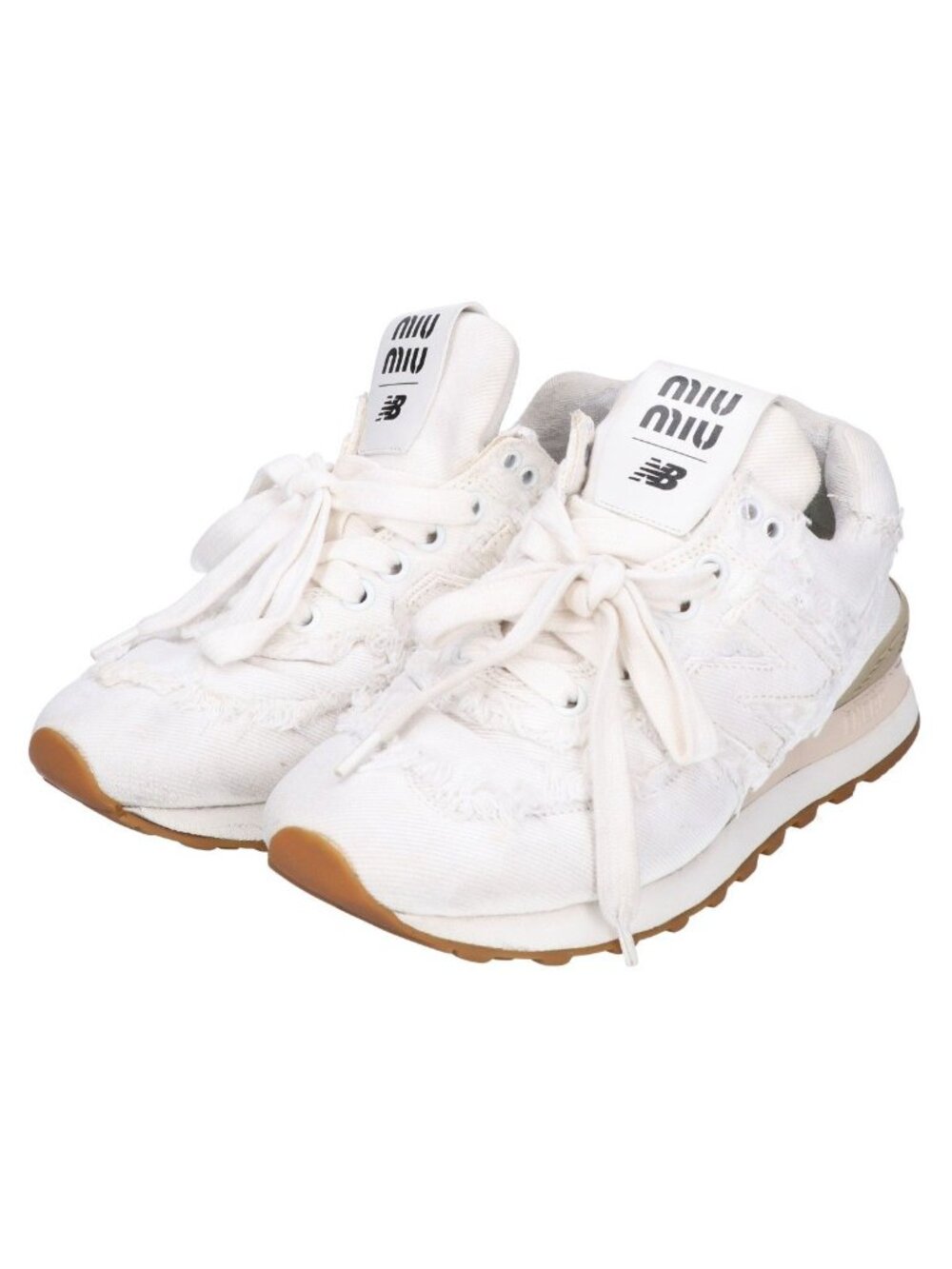 Miu Miu New Balance 574 Denim Colonial Low-Top Sneakers